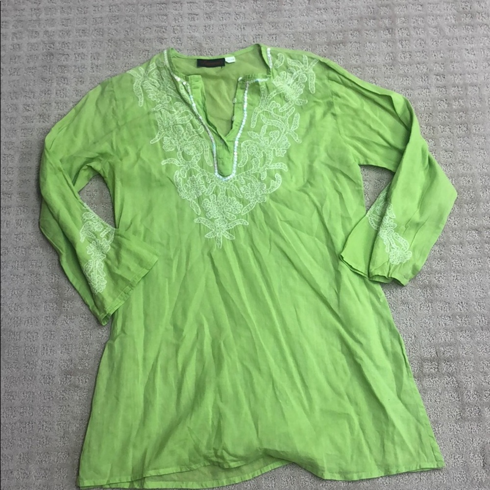 Thin Tunic Shirt with Embroidery
